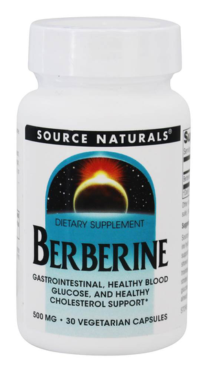 Source Naturals - Berberine Gastrointestinal Healthy Blood Glucose & Healthy Cholesterol Support 500 mg. - 30 Vegetarian Capsules