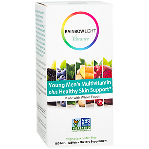 Whole Food Multivitamin + Healthy Skin Support for Young Men (180 Mini Tablets)