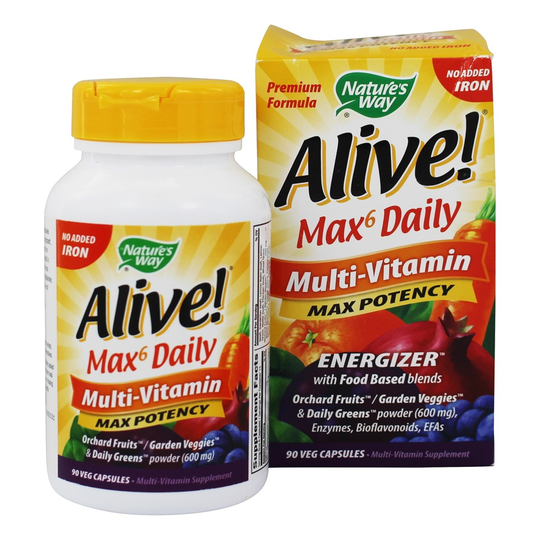 Nature's Way - Alive Multi-Vitamin Whole Food Energizer No Iron Added - 90 Vegetarian Capsules