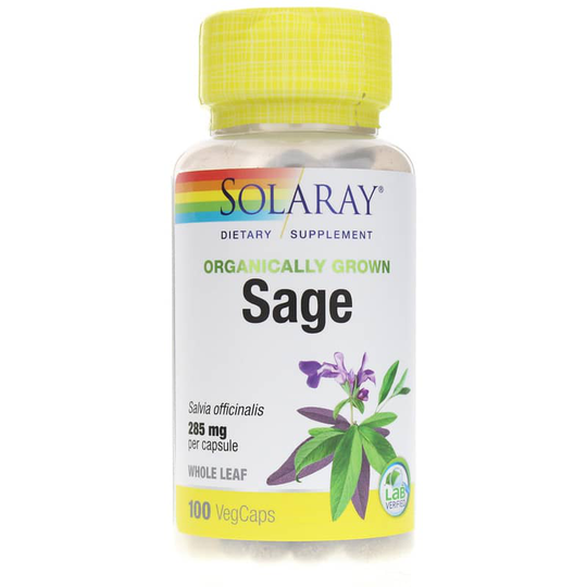 Solaray Sage 285 Mg, Organically Grown Formula 100 Veg Capsules