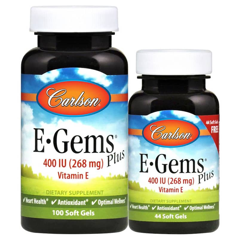 Carlson Labs E-Gems Plus 400 IU Natural Vitamin E Bonus Pack 144 Softgels