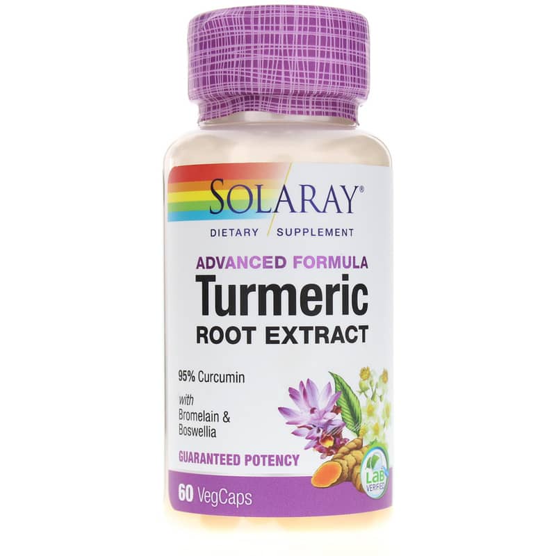 Solaray Turmeric Root Extract, Advanced Formula 60 Veg Capsules