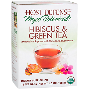 Myco Botanicals Organic Hibiscus & Green Tea - Antioxidant Support with Superfood Mushrooms (16 Tea Bags)
