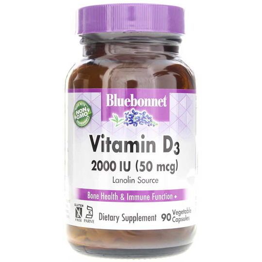 Bluebonnet Vitamin D3 2000 IU 90 Veg Capsules
