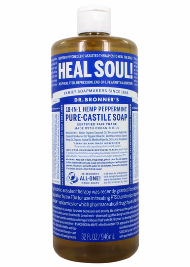 Dr. Bronners - 18-in-1 Hemp Pure Castile Liquid Soap Peppermint - 32 fl. oz.