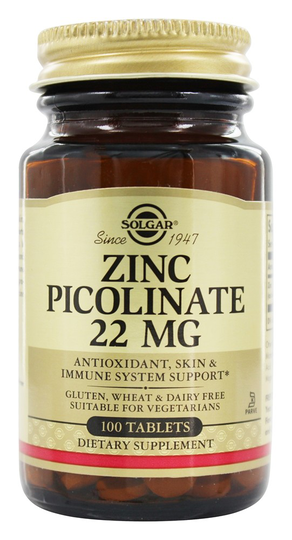 Solgar - Zinc Picolinate 22 mg. - 100 Tablets