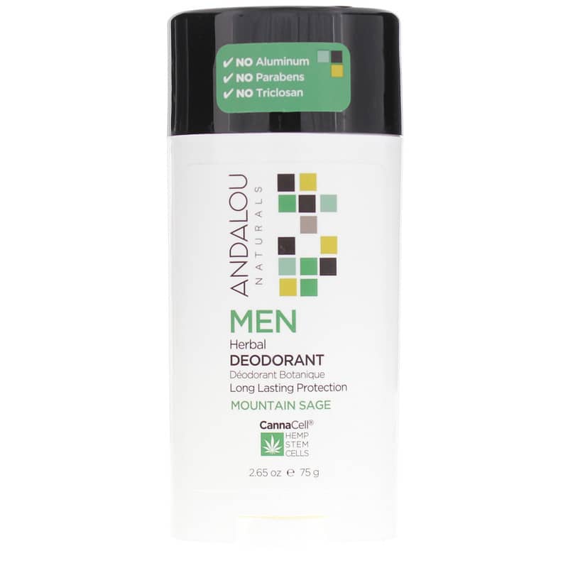 Andalou Naturals CannaCell Men Herbal Deodorant Mountain Sage 2.65 Oz