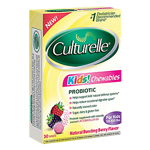 Culturelle Kids Chewable Probiotic - 5 Billion - Natural Bursting Berry Flavor (30 Tablets)