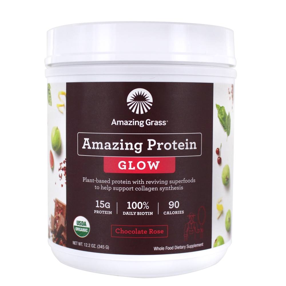 Amazing Grass - Organic Protein Glow Shake Chocolate Rose - 12.2 oz.