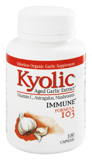 Kyolic - Formula 103 Aged Garlic Extract With Vitamin C Astragalus Mushrooms - 100 Capsules