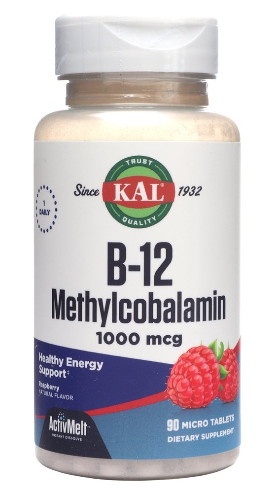 Kal - B12 Methylcobalamin Raspberry 1000 mcg. - 90 Micro Tablets