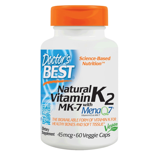 Doctor's Best - Natural Vitamin K2 MK7 with MenaQ7 45 mcg. - 60 Vegetarian Capsules