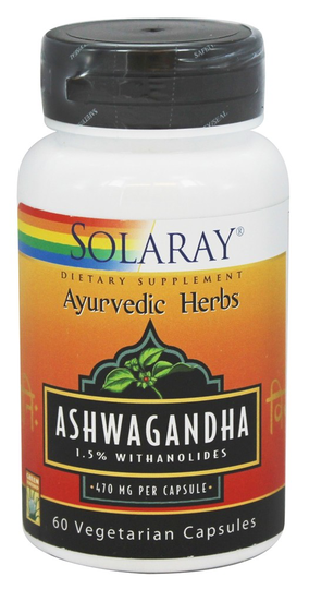 Solaray - Ashwagandha Extract Ayurvedic Herbs 470 mg. - 60 Vegetarian Capsules