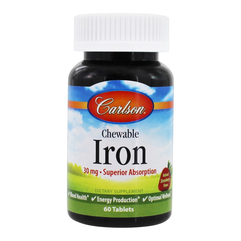 Carlson Labs - Chewable Iron Superior Absorption Natural Strawberry 30 mg. - 60 Tablets