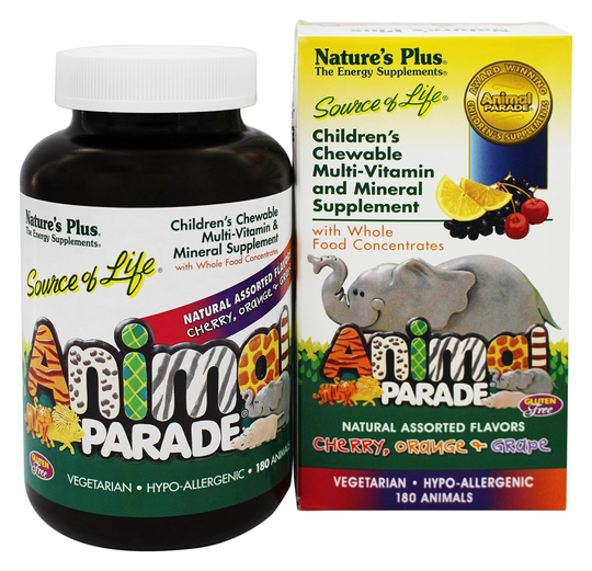 Natures Plus - Animal Parade Assorted Cherry Orange & Grape - 180 Chewable Tablets