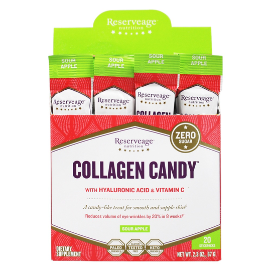 Reserveage Nutrition - Collagen Candy with Hyaluronic Acid & Vitamin C Sour Apple - 20 Stick Pack(s)