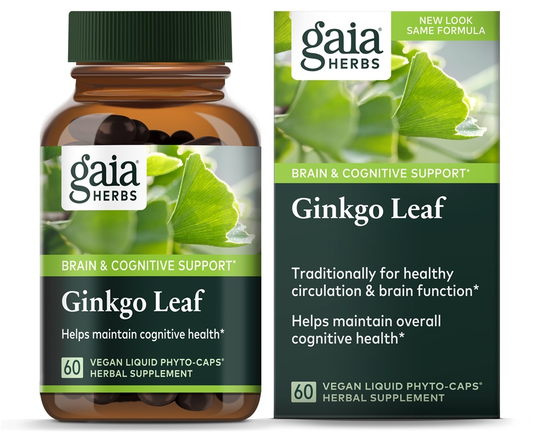 Gaia Herbs - Ginkgo Leaf Brain & Cognitive Support - 60 Vegan Liquid Phyto-Caps