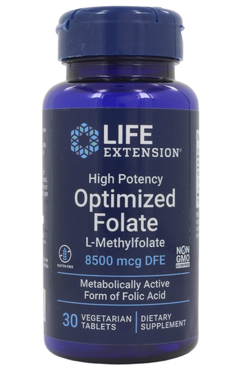 Life Extension - Optimized Folate L-Methylfolate High Potency 8500 mcg. - 30 Vegetarian Tablets