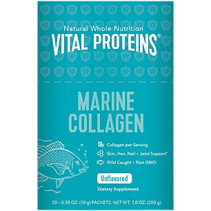 Wild Caught Marine Collagen Powder - Hair, Skin & Nail Support - Unflavored (20 Packets, 0.35 oz. each)
