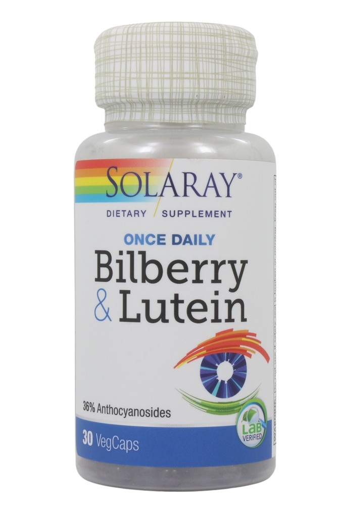 Solaray - Guaranteed Potency Bilberry & Lutein One Daily - 30 Capsules