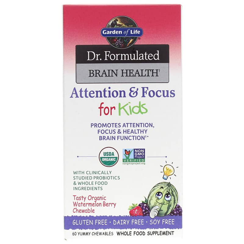 Garden of Life Dr. Formulated Brain Health Attention & Focus for Kids 60 Chewables