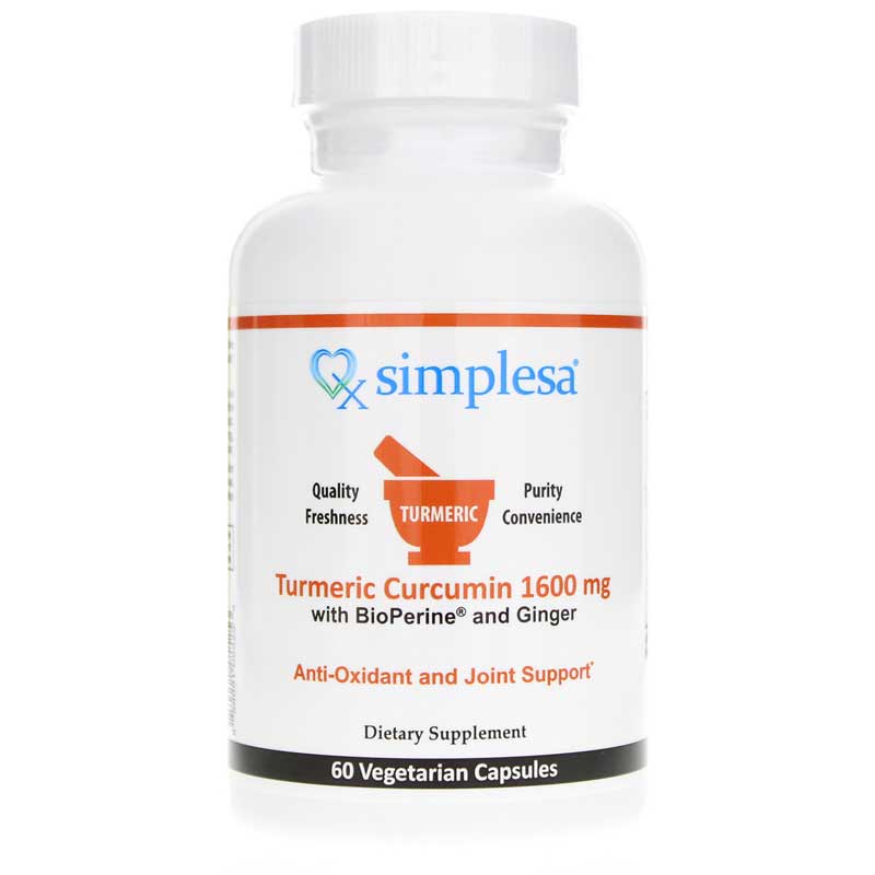 Simplesa Turmeric Curcumin 1600 Mg 60 Veg Capsules