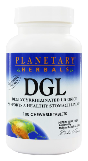 Planetary Herbals - DGL Deglycyrrhizinated Licorice Professional Strength - 100 Chewable Tablets