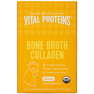 Free Range Organic Bone Broth Collagen - Unflavored Chicken (20 Single Serving Packets)