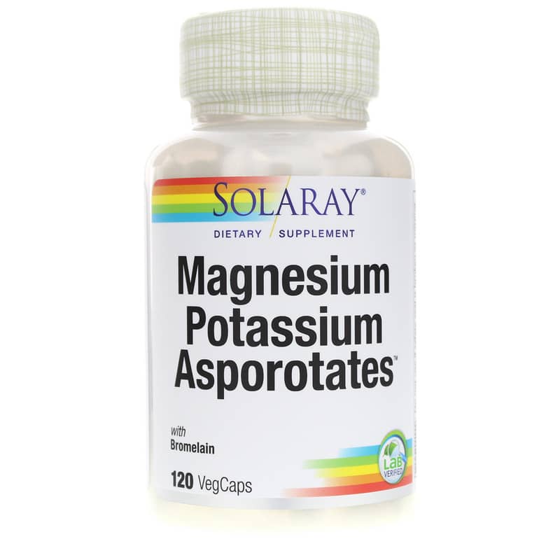 Solaray Magnesium & Potassium Asporotates with Bromelain 120 Veg Capsules