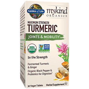 mykind Organics Maximum Strength Turmeric - Joints & Mobility with Ginger & Organic Black Pepper (30 Vegan Tablets)