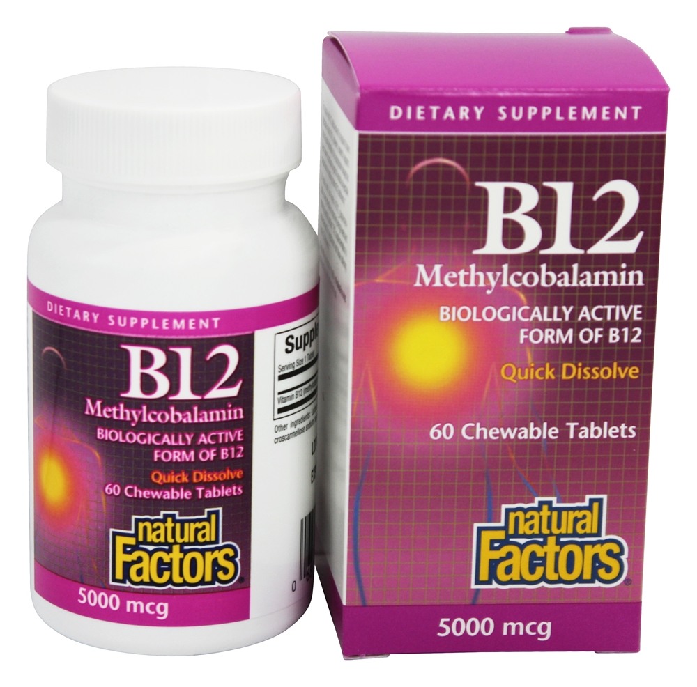Natural Factors - B12 Methylcobalamin High Potency 5000 mcg. - 60 Tablets