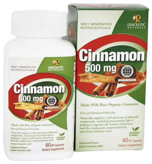 Genceutic Naturals - Organic Cinnamon 500 mg. - 60 Capsules