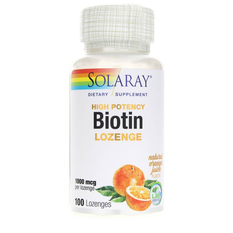 Solaray Biotin 1000 Mcg with Natural Orange Flavor 100 Lozenges