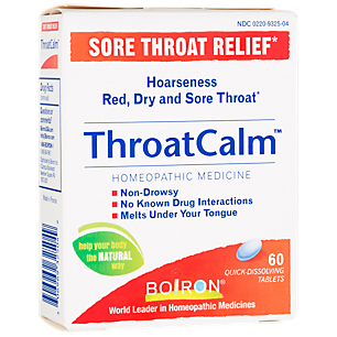 Throat Calm - Homeopathic Medicine for Sore Throat Relief (60 Quick Dissolving Tablets)