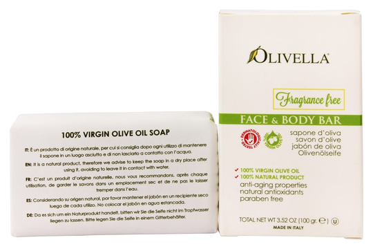Olivella - Virgin Olive Oil Fragrance Free Bar Soap - 3.52 oz.