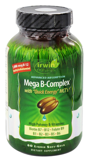 Irwin Naturals - Mega B Complex with Quick Energy MCTs - 60 Softgels