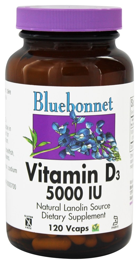Bluebonnet Nutrition - Vitamin D3 5000 IU - 120 Vegetarian Capsules