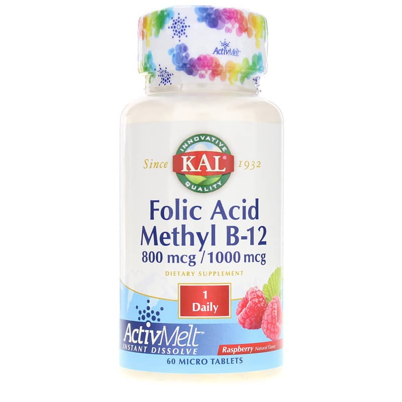 Kal Folic Acid Methyl B-12 ActivMelt Raspberry 60 Tablets