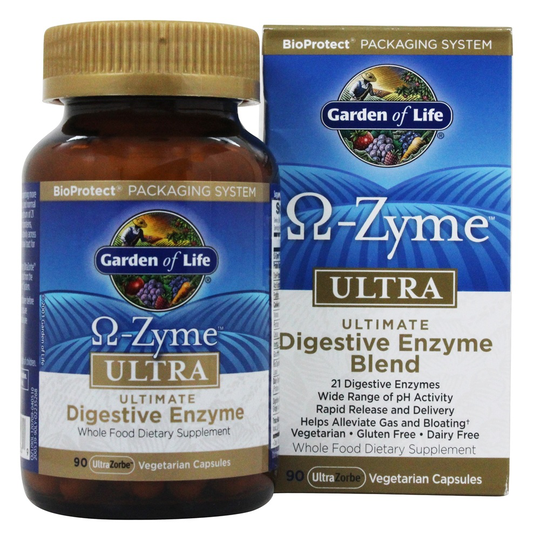 Garden of Life - Omega Zyme Ultra Ultimate Digestive Enzyme Blend - 90 Vegetarian Capsules
