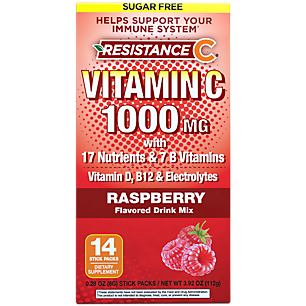 Vitamin C Stick Pack Resistance Drink Mix - Raspberry (14 Single Serving Packets)
