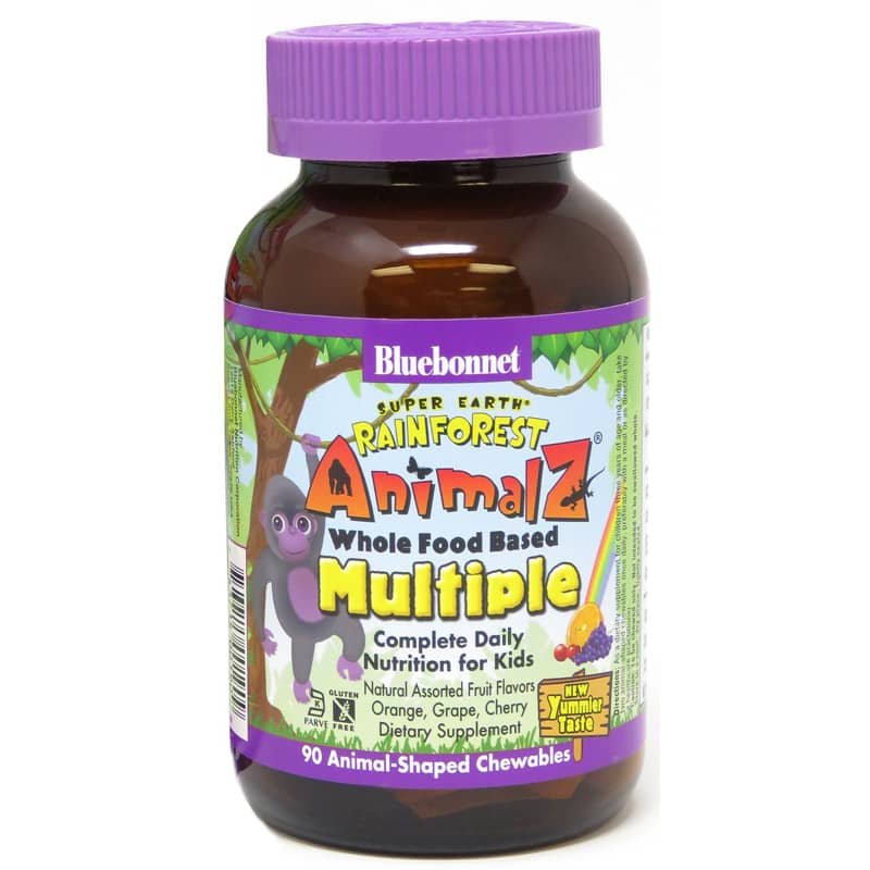 Bluebonnet RainForest AnimalZ Multiple for Kids Assorted 90 Chewables