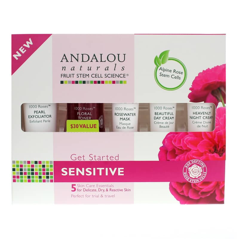 Andalou Naturals Get Started Skin Care Essentials Kit, Sensitive Formula 5 Products