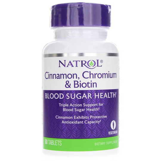 Natrol Cinnamon, Chromium & Biotin Blood Sugar Health 60 Tablets