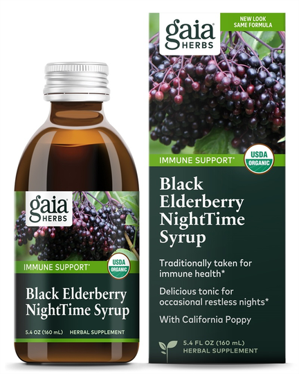 Gaia Herbs - Black Elderberry NightTime Syrup - 5.4 fl. oz.