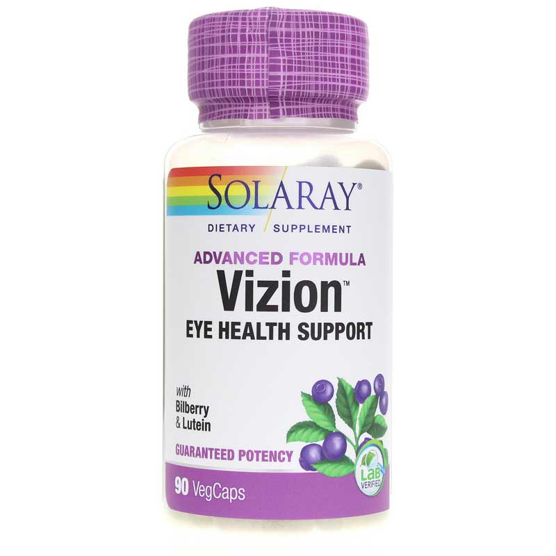 Solaray Vizion Eye Health Support Bilberry & Lutein 90 Veg Capsules