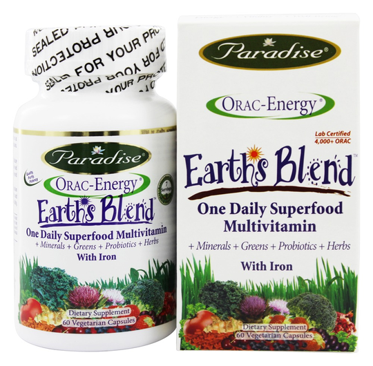 Paradise Herbs - Earth's Blend One Daily Superfood Multivitamin with Iron - 60 Vegetarian Capsules