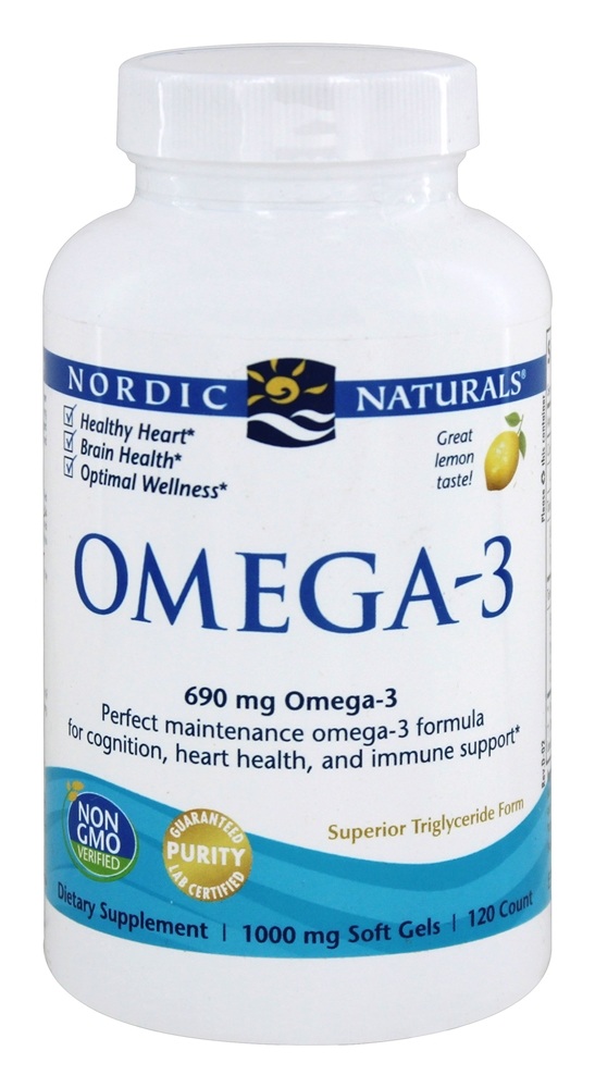 Nordic Naturals - Omega-3 Formula Purified Fish Oil Lemon 690 mg. - 120 Softgels