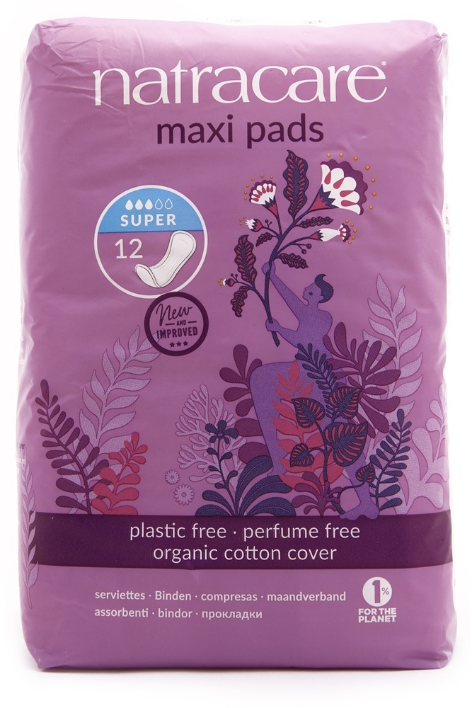 Natracare - Cotton Natural Feminine Maxi Pads Super - 12 Pad(s)