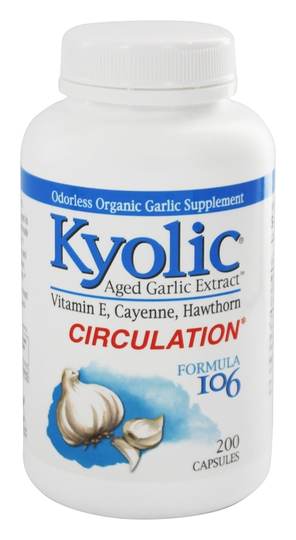 Kyolic - Formula 106 Aged Garlic Extract With Vitamin E & Cayenne - 200 Capsules