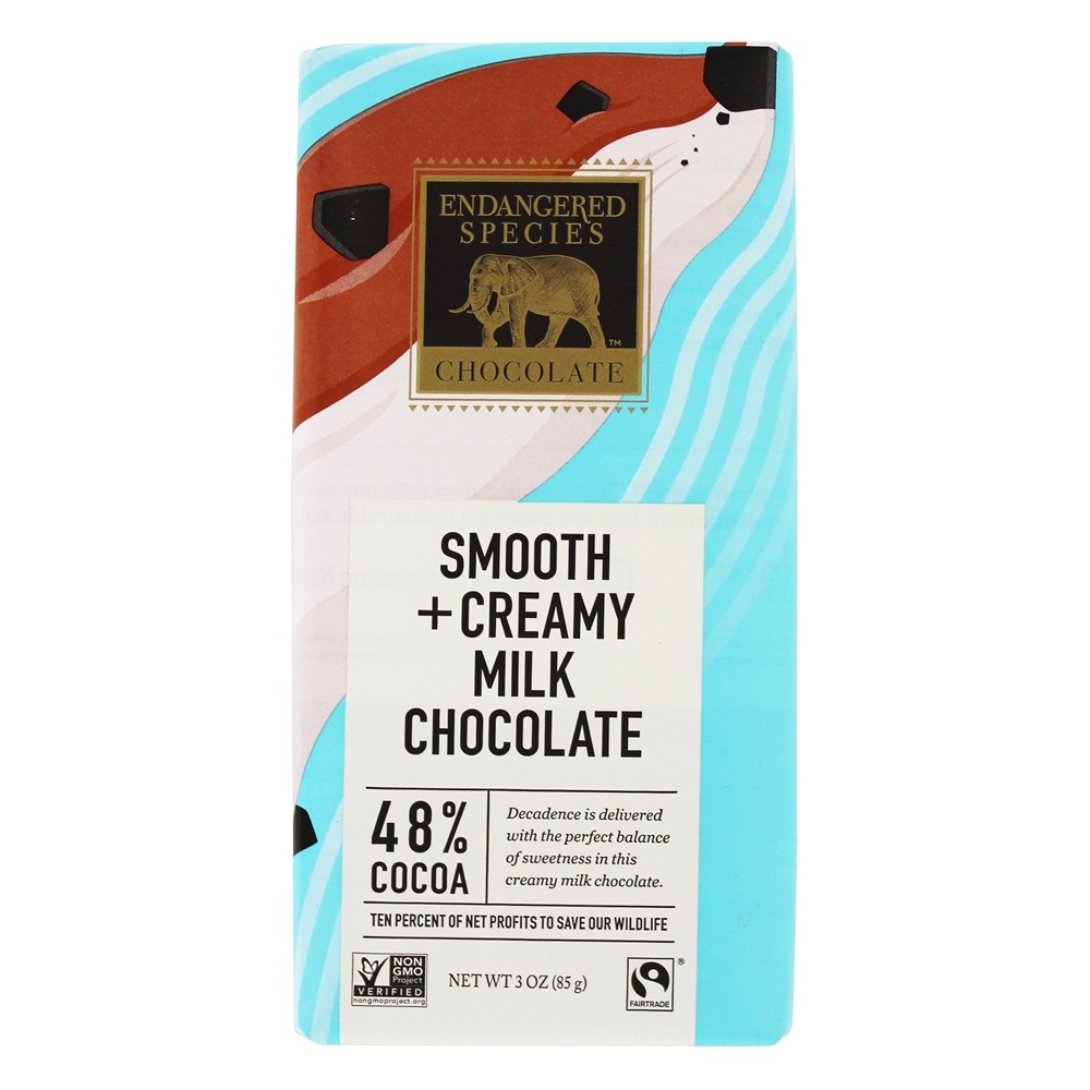 Endangered Species - Milk Chocolate Bar 48 Cocoa Smooth & Creamy - 3 oz.